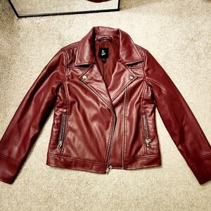 Art Class Burgundy Faux Leather Moto Jacket Medium